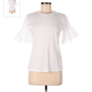 White ruffle sleeve blouse t shirt